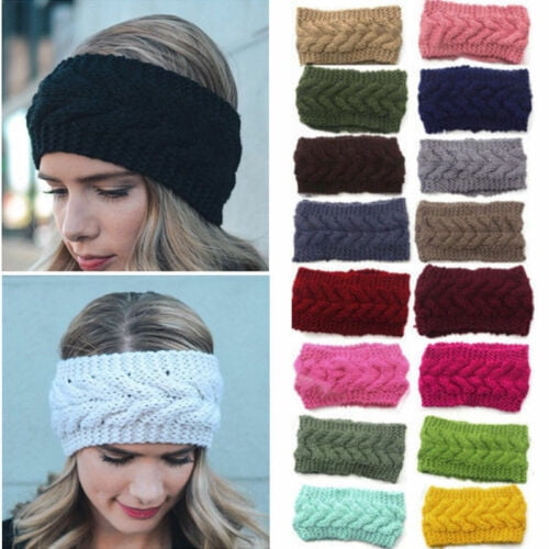 Women Ladies Winter Crochet Knitted Flower Turban Headband Ear Warmer Hair Band 